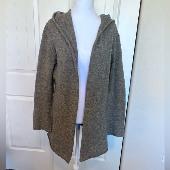 Cabi 100% Lambswool Hooded Open Cardigan Sweater Sz Medium Gray Lagenlook - Picture 6 of 10